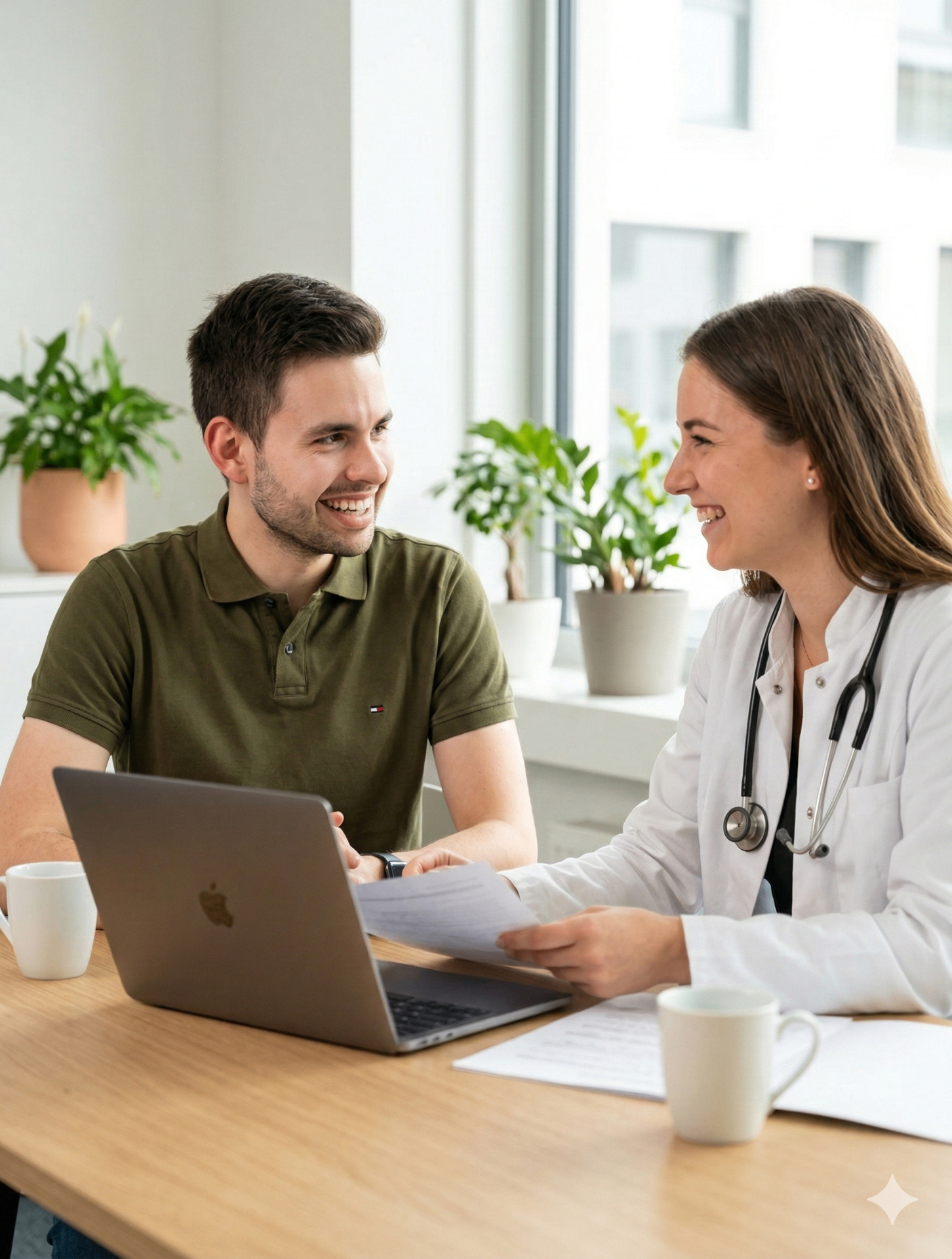 Fabio Rausch im Beratungsgespräch mit einer Ärztin
